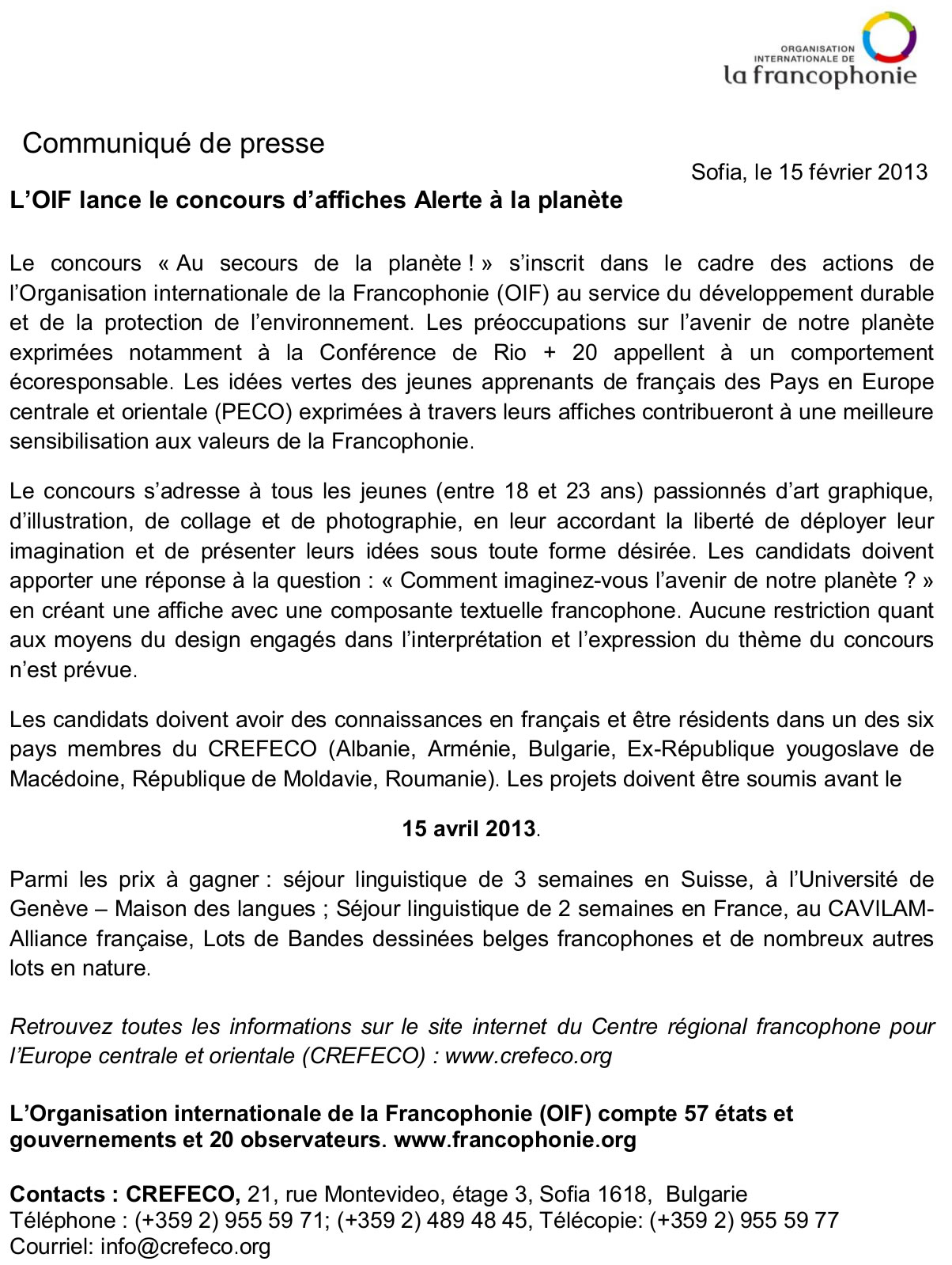 Coomuniqué de presse